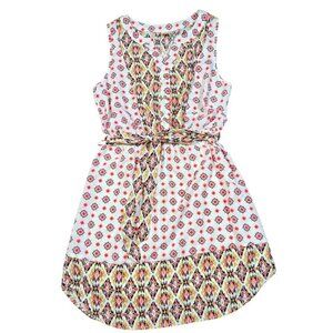 Pink Owl Boho Print Sleeveless Button Up Elastic Waist